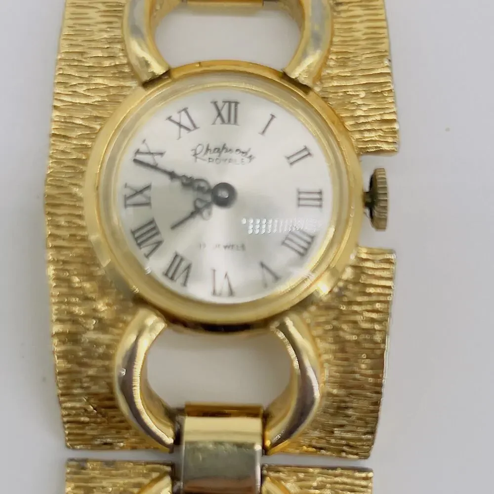Rhapsody Royale Manual Wind Working Ladies Vintage Watch  Gold Tone